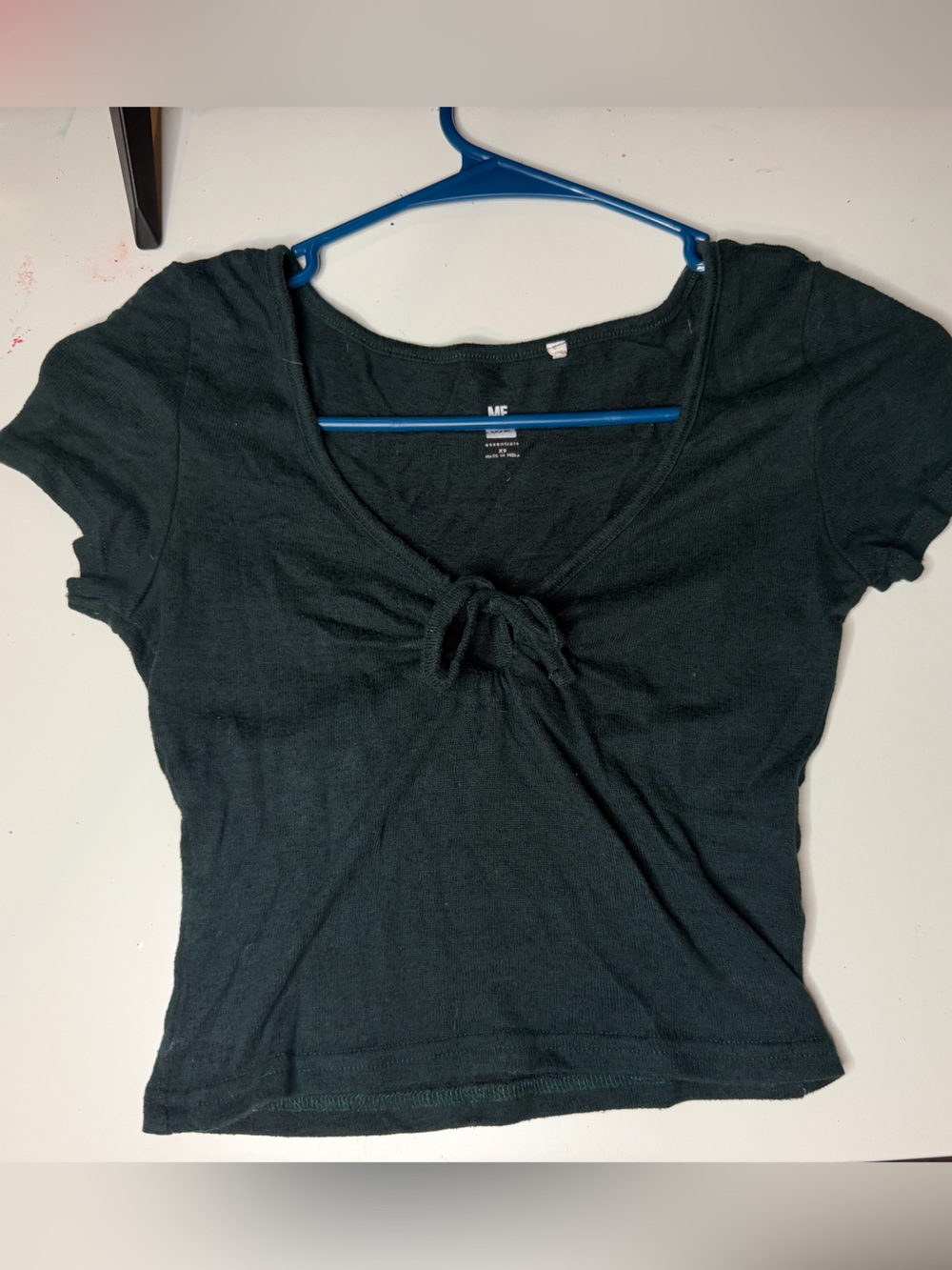 Pacsun Knot-Front Short Sleeve Top - Dark Green